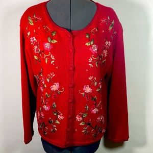 Carolina Colours Floral Embroidered Cardigan Size M